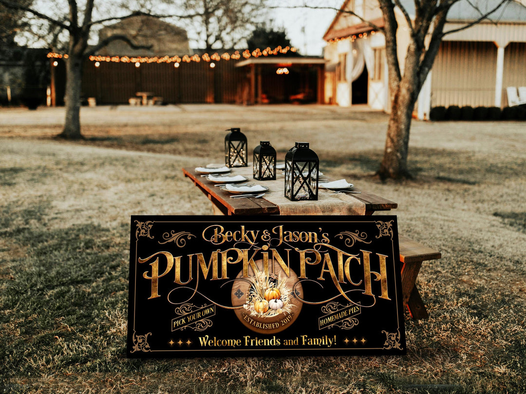 Pumpkin Patch Sign | Family Name Pumpkin Sign | Rustic Fall Decor | Autumn Pumpkin Sign | Autumn Farm Wall Decor | Autumn Pumpkin Sign
