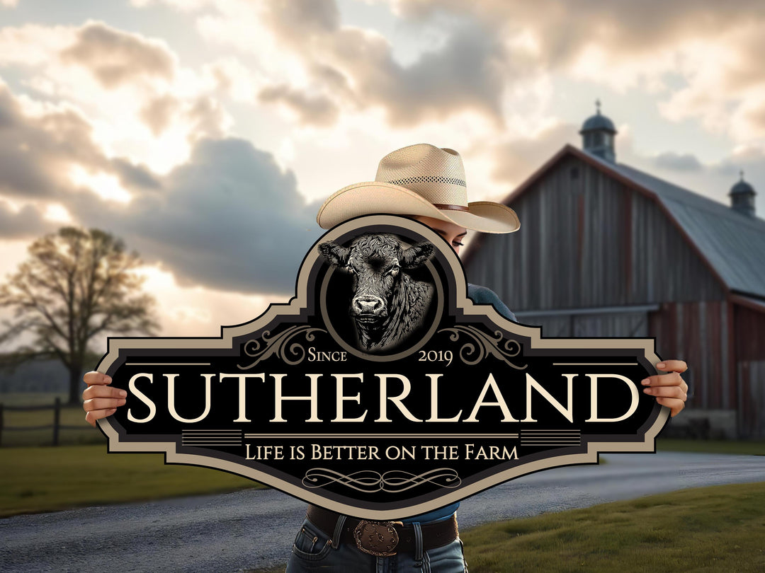 Family Farm Sign | Personalized Cattle Farm Sign | Metal Cattle Ranch Sign | Family Name Farm Sign | Cattle Ranch Sign | Ranch Gate Sign