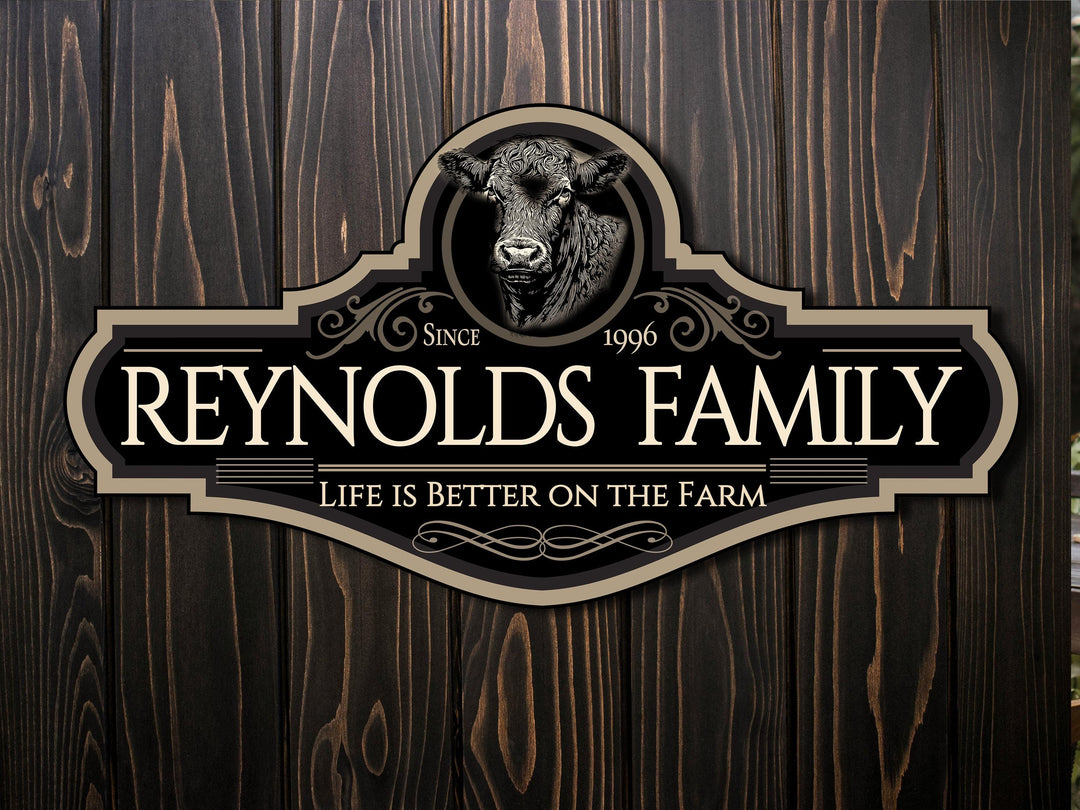 Family Farm Sign | Personalized Cattle Farm Sign | Metal Cattle Ranch Sign | Family Name Farm Sign | Cattle Ranch Sign | Ranch Gate Sign