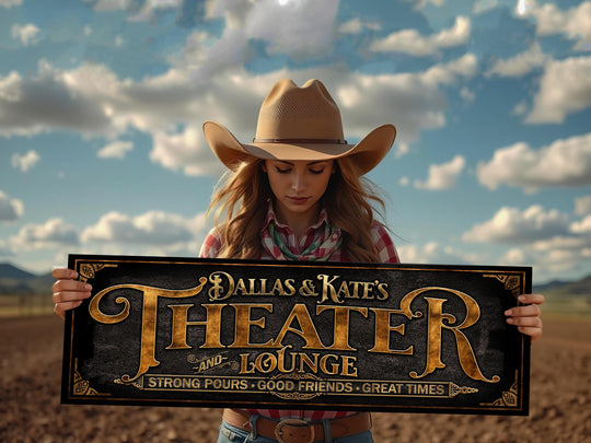 Home Theater and Lounge Sign | Vintage Theater and Lounge Sign | Personalized Theater Sign | Vintage Bar Sign | Free International Shipping