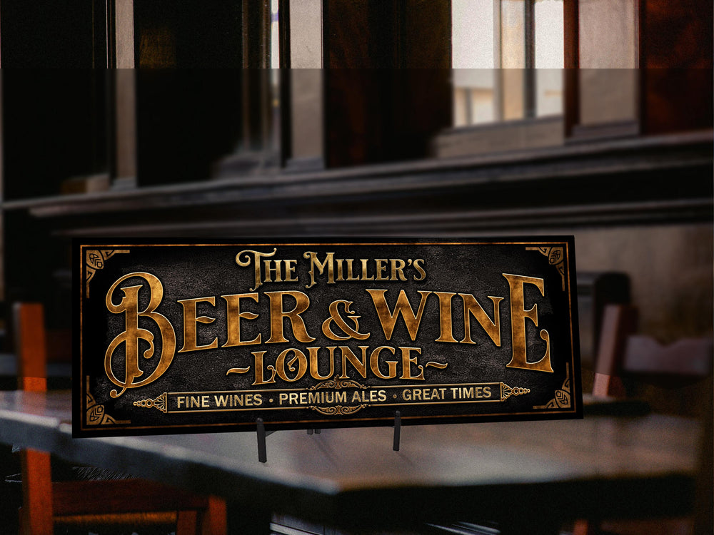 Beer and Wine Lounge Sign | Vintage Wine Sign | Personalized Beer and Wine Sign | Vintage Wine Bar Sign | Free International Shipping