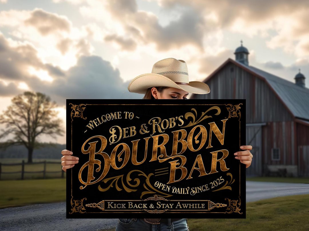 Personalized Bourbon Bar Sign | Bourbon Bar Cigar Sign | Bourbon and Cigars Sign | Rustic Bourbon Sign | Vintage Bourbon Bar Sign