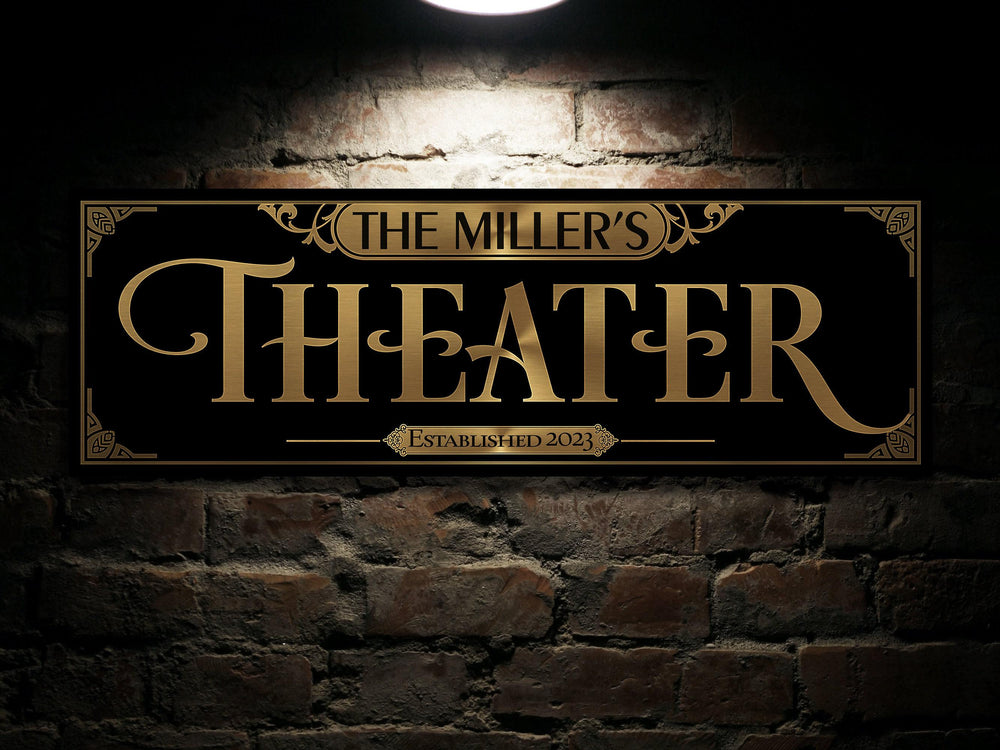 Classic Vintage Theater Sign | Personalized Home Theater Sign | Vintage Family Wall Decor | Large Vintage Theater Sign | Family Theater Sign