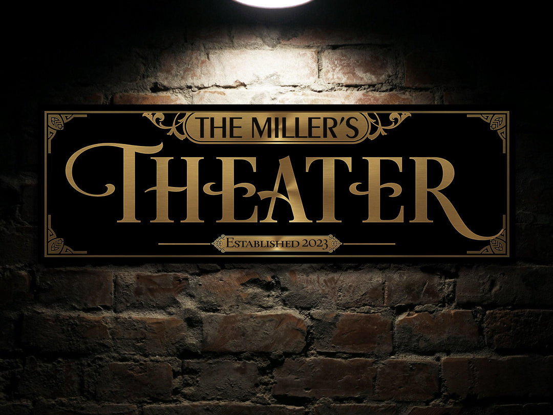 Classic Vintage Theater Sign | Personalized Home Theater Sign | Vintage Family Wall Decor | Large Vintage Theater Sign | Family Theater Sign