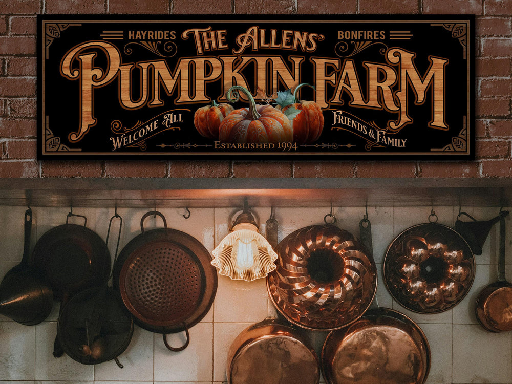Pumpkin Farm Sign | Personalized Family Name Pumpkin Sign | Farmhouse Autumn Decor | Large Vintage Pumpkin Farm Sign | Thanksgiving Sign