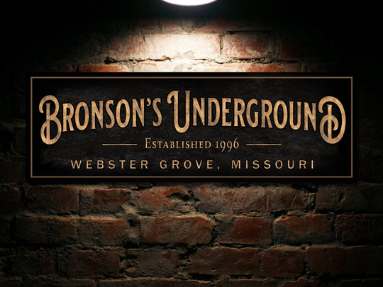 Personalized Underground Bar | Custom Bar Sign | Custom Lower Level Sign | Bar Sign for Home | Large Canvas Sign | Large Metal Sign