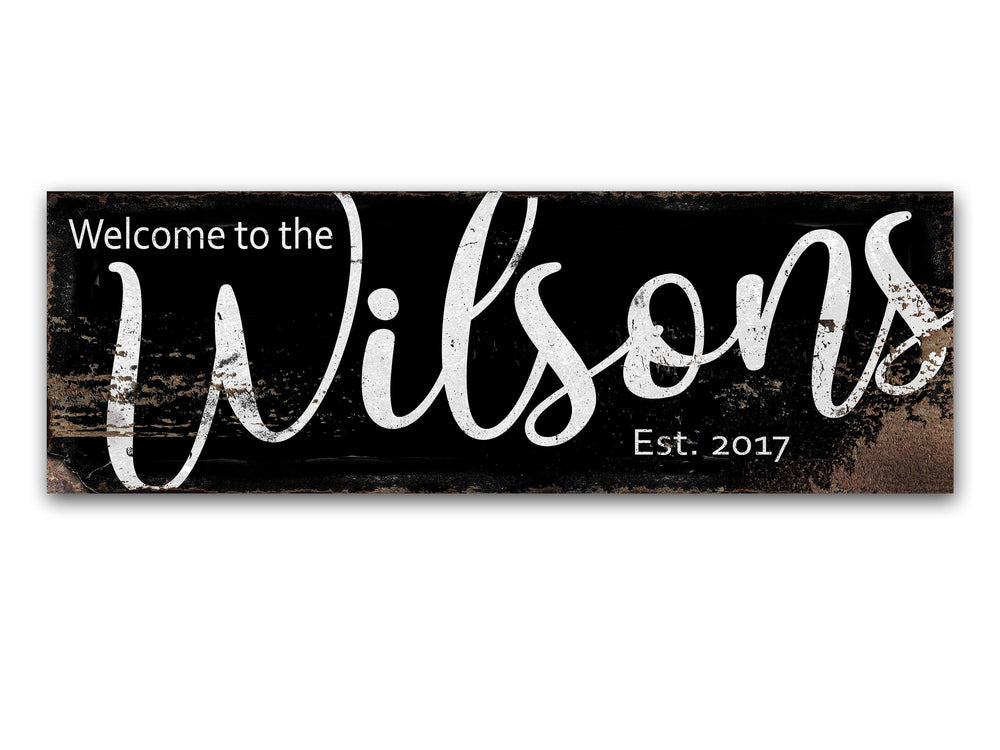 Primitive Dark Rust Family Sign | Rustic Family Name Sign | Personalized Welcome Family Sign | Large Canvas Wall Art | Large Metal Wall Art