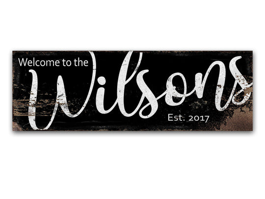 Primitive Dark Rust Family Sign | Rustic Family Name Sign | Personalized Welcome Family Sign | Large Canvas Wall Art | Large Metal Wall Art