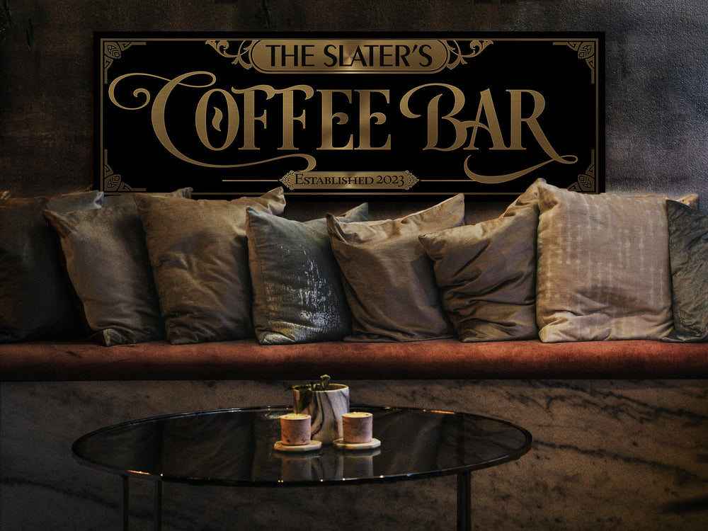 Classic Vintage Coffee Bar Sign | Personalized Coffee Sign | Vintage Farmhouse Wall Decor | Large Vintage Coffee Bar Sign | Coffee Bar Decor