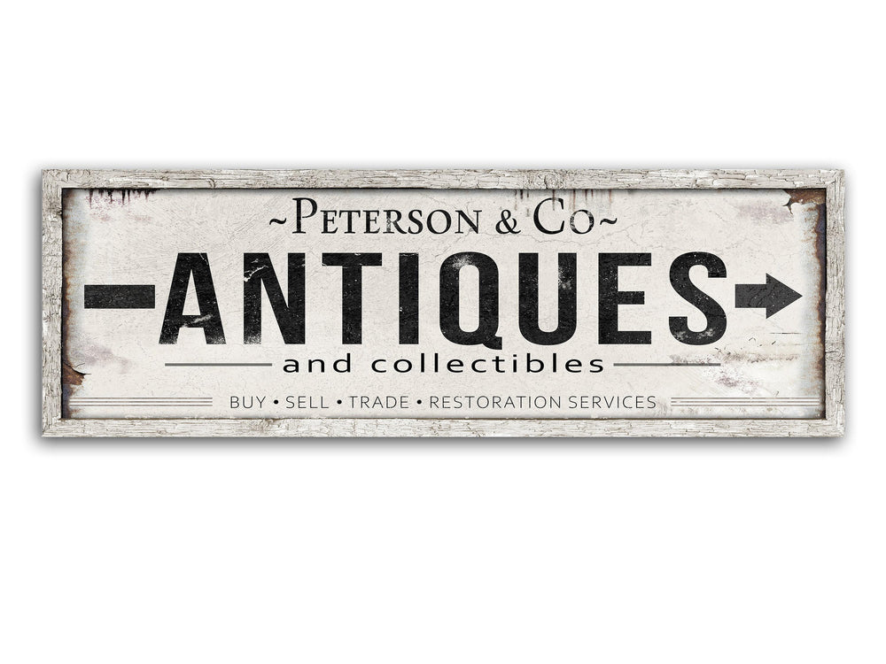 Antiques Sign with Personalized Family Name | Antiques Collectibles Custom Wall Decor Light Version | Customized & Personalized Wall Art