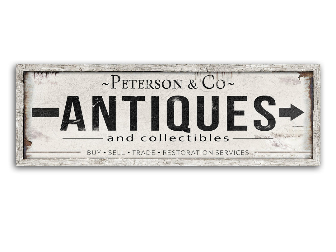 Antiques Sign with Personalized Family Name | Antiques Collectibles Custom Wall Decor Light Version | Customized & Personalized Wall Art