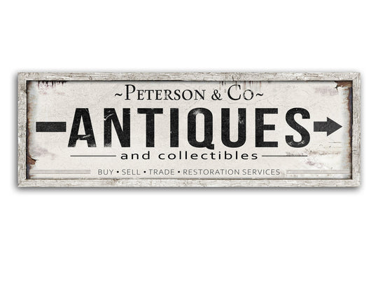 Antiques Sign with Personalized Family Name | Antiques Collectibles Custom Wall Decor Light Version | Customized & Personalized Wall Art