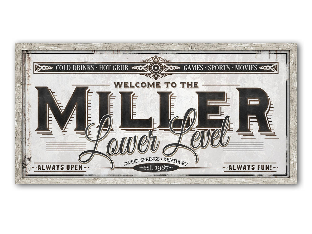 Personalized Lower Level Sign - Metal or Canvas | Custom Basement Bar Sign | Personalized Family Lower Level Sign | Large Metal Wall Art