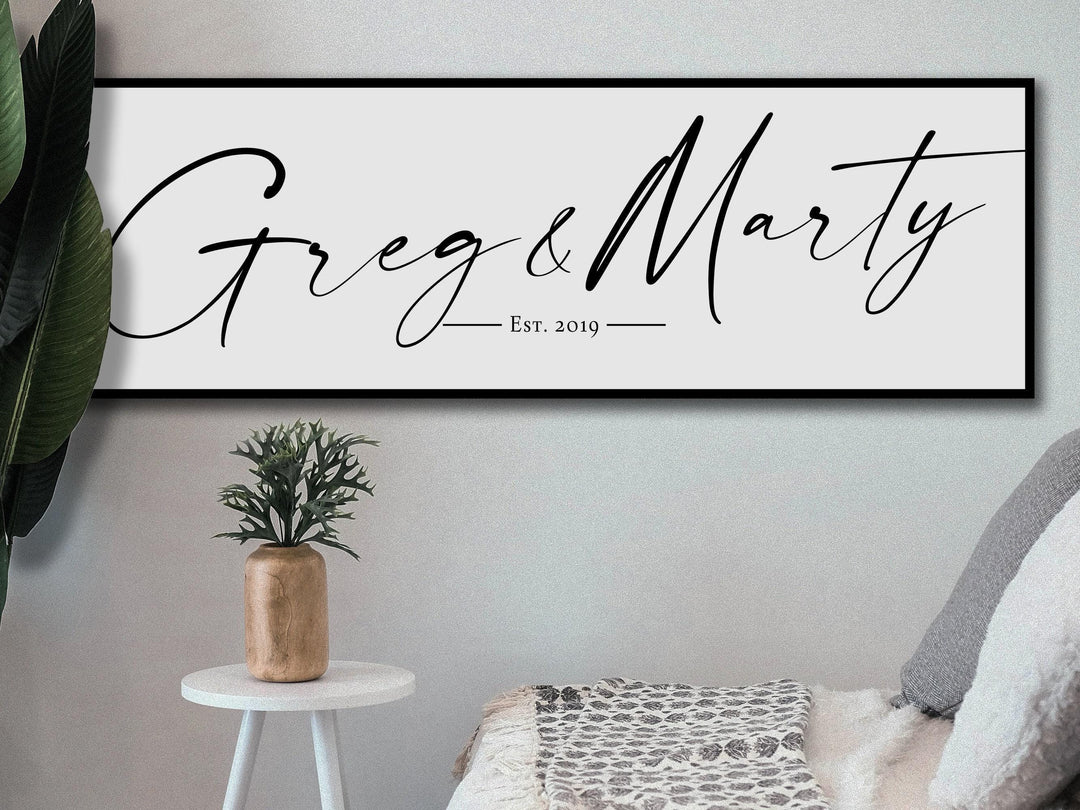 Personalized Last Name Sign | Family Name Wall Art | Custom Name Sign | Last Name Establish Date | Large Canvas Print | Large Metal Print