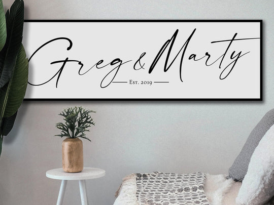 Personalized Last Name Sign | Family Name Wall Art | Custom Name Sign | Last Name Establish Date | Large Canvas Print | Large Metal Print