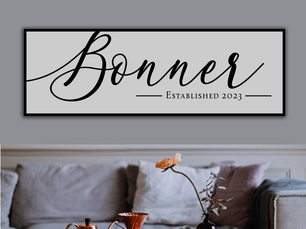Personalized Last Name Sign | Family Name Wall Art | Farmhouse Wall Decor | Last Name Establish Date Large Canvas Print | Large Metal Print
