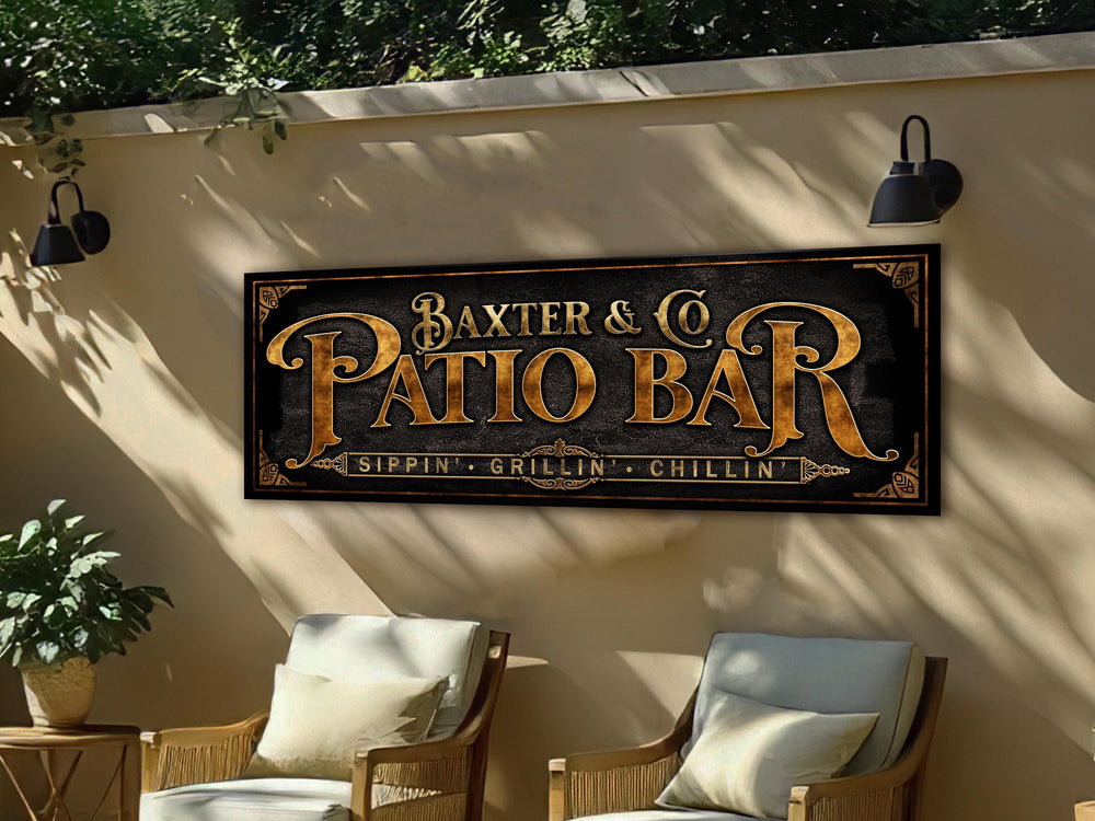 Patio Bar Sign with Family Name | Personalized Patio Bar Sign | Customized Family Patio Sign | Personalized Patio Bar and Lounge Sign
