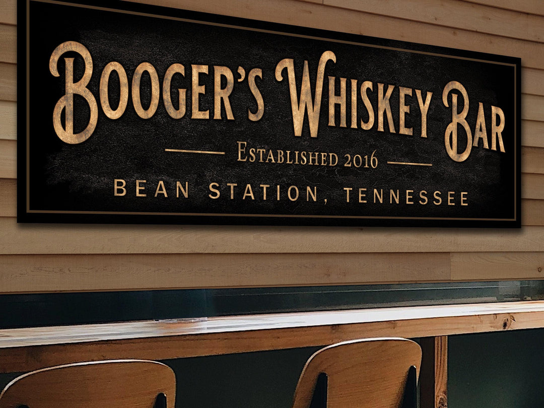Personalized Whiskey Bar Sign | Custom Bar Sign | Custom Whiskey Bar Sign | Bar Sign for Home | Large Canvas Sign | Large Metal Sign