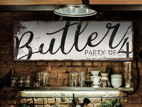 Party of Family Sign | Rustic Family Name Sign | Personalized Family Sign | Large Canvas Wall Art | Large Metal Wall Art