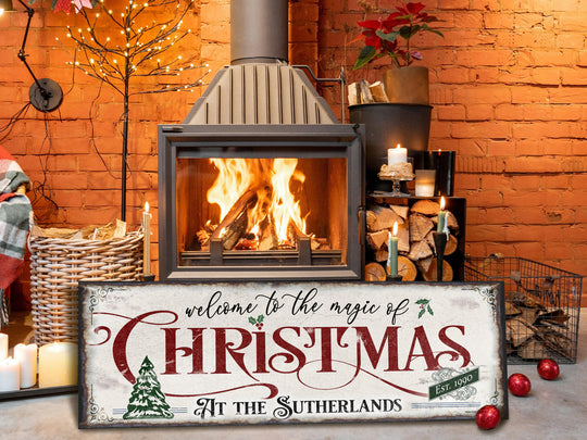 Personalized Family Christmas Sign | Magic of Christmas Sign | Minimal Primitive Christmas Sign | Large Christmas Sign | Large Metal Sign