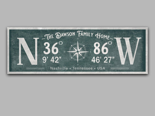 Latitude Longitude Sign | Coordinates Sign | Vintage Compass | Personalized Gift | Canvas | Wedding Gift | Realtor Gift | Farmhouse Decor