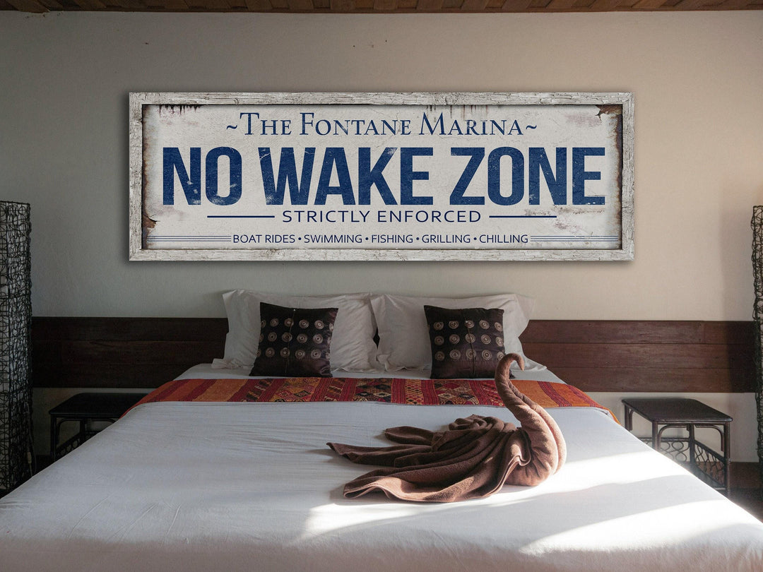 No Wake Zone Sign | Personalized Lake House Sign | Personalized No Wake Sign | Custom Lake House Decor | No Wake Canvas | No Wake Metal