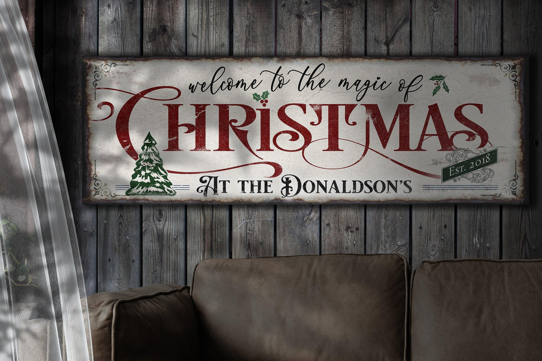 Personalized, minimalistic, Family Christmas sign.