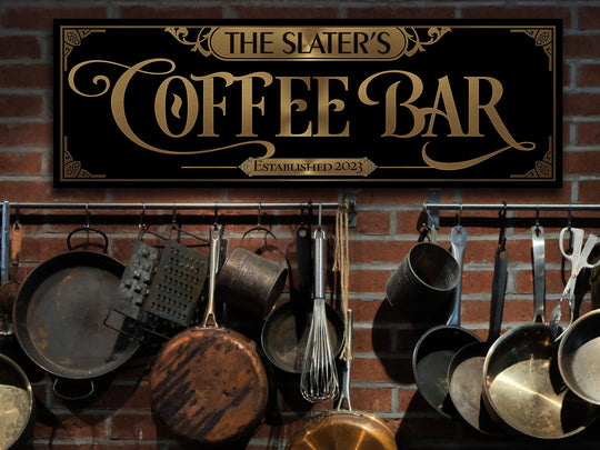 Classic Vintage Coffee Bar Sign | Personalized Coffee Sign | Vintage Farmhouse Wall Decor | Large Vintage Coffee Bar Sign | Coffee Bar Decor