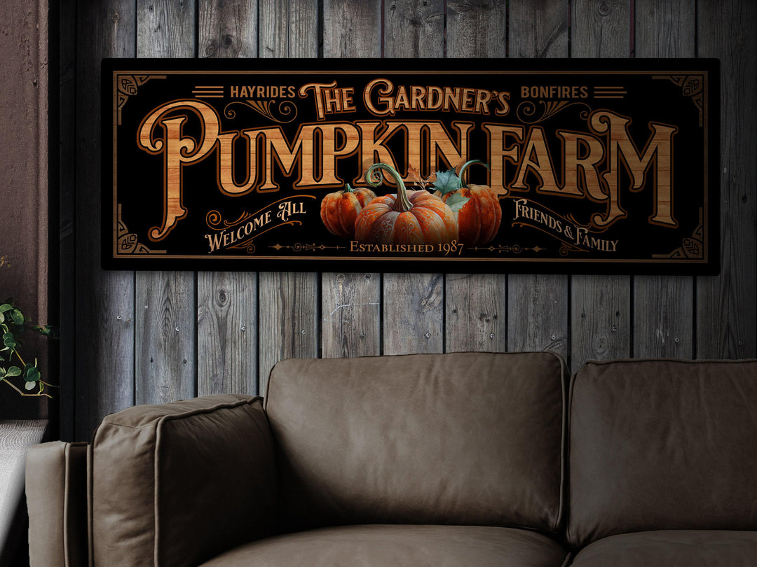 Pumpkin Farm Sign | Personalized Family Name Pumpkin Sign | Farmhouse Autumn Decor | Large Vintage Pumpkin Farm Sign | Thanksgiving Sign