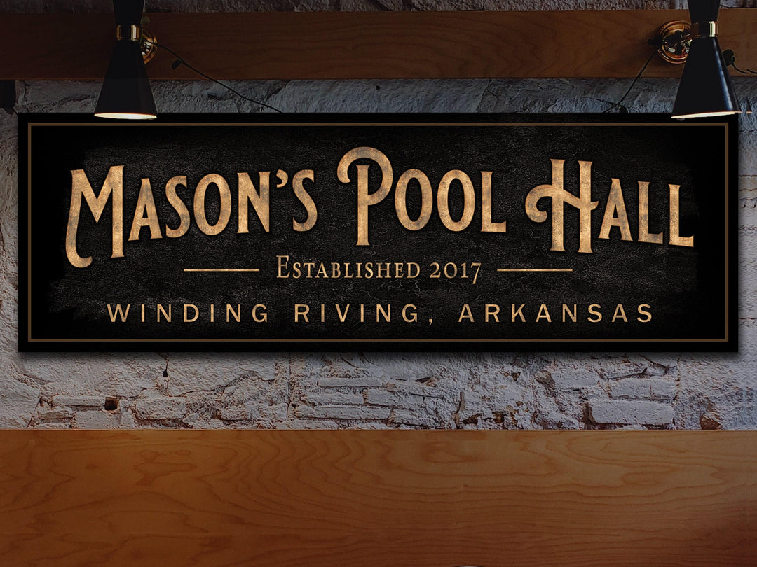 Personalized Pool Hall Sign | Custom Bar Sign | Custom Billiards Sign | Bar Sign for Home | Large Canvas Sign | Large Metal Sign
