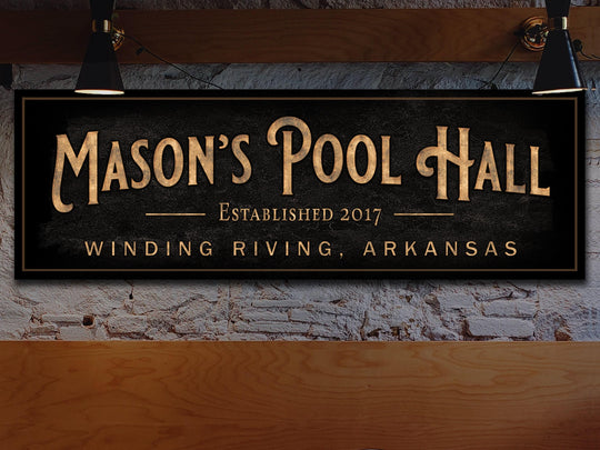 Personalized Pool Hall Sign | Custom Bar Sign | Custom Billiards Sign | Bar Sign for Home | Large Canvas Sign | Large Metal Sign