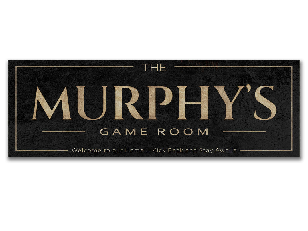 Family Game Room Sign with Personalized Family Name | Custom Wall Decor on Metal or Canvas Sign | Customized & Personalized Wall Art