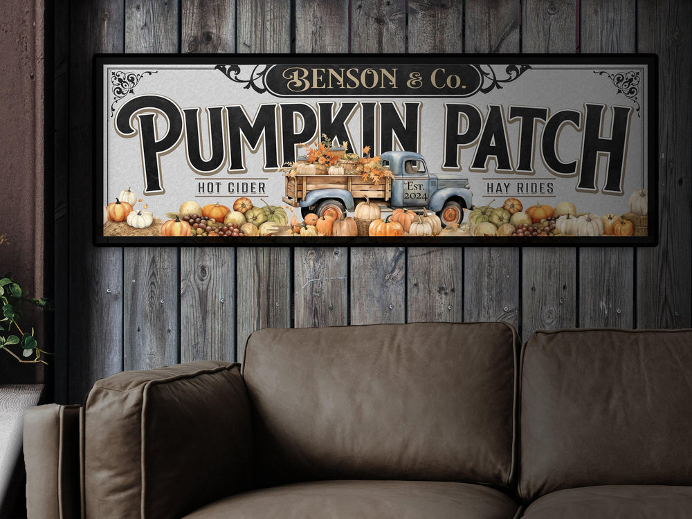 Pumpkin Patch Sign | Personalized Family Name Pumpkin | Rustic Farmhouse Wall Decor | Large Vintage Pumpkin Patch Sign | Pumpkin Farm Decor