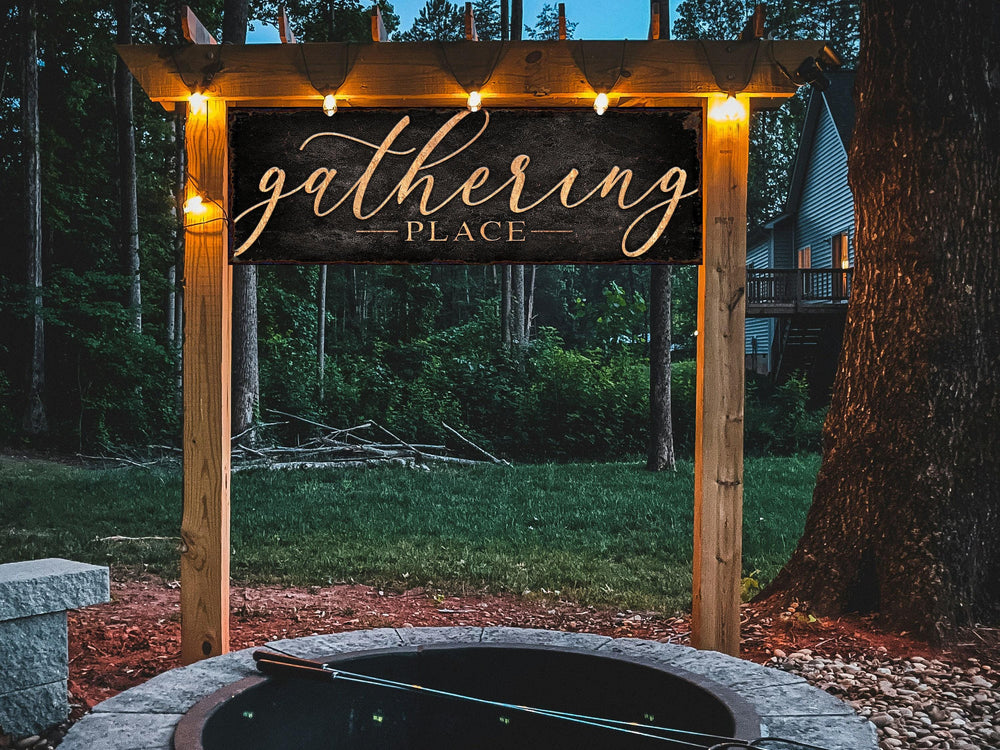 The Gathering Place Sign | Dark Version | Simply Gathering Place Sign | Living Room Wall Art | Modern Farmhouse Decor