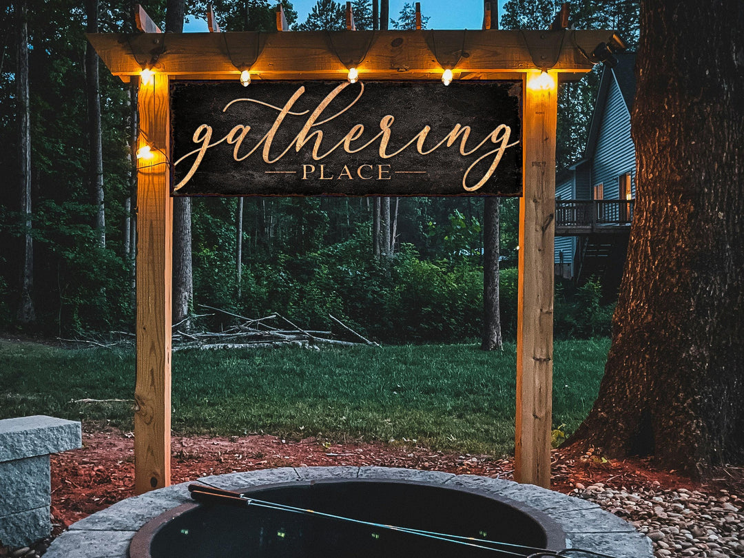 The Gathering Place Sign | Dark Version | Simply Gathering Place Sign | Living Room Wall Art | Modern Farmhouse Decor