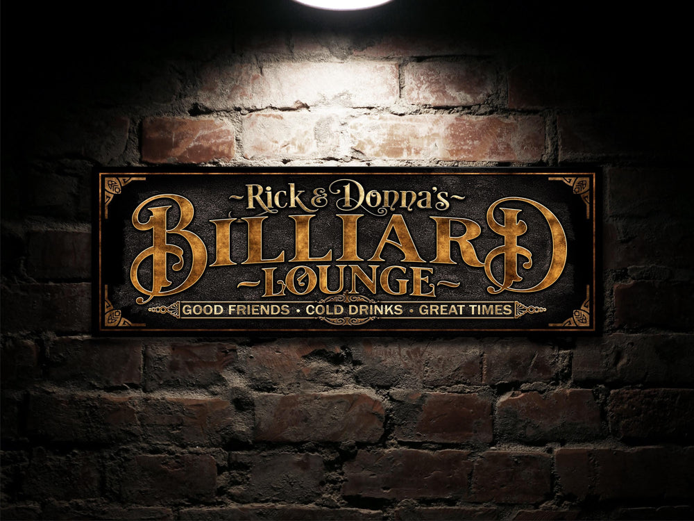 Billiard Lounge Sign with Family Name | Personalized Billiard Lounge Sign | Customized Family Billiards Sign | Personalized Pool Bar Sign