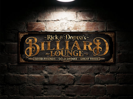 Billiard Lounge Sign with Family Name | Personalized Billiard Lounge Sign | Customized Family Billiards Sign | Personalized Pool Bar Sign