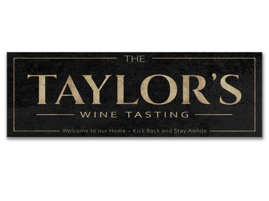 Wine Tasting Sign with Personalized Family Name | Wine Bar Custom Wall Decor on Metal or Canvas Sign | Customized & Personalized Wall Art