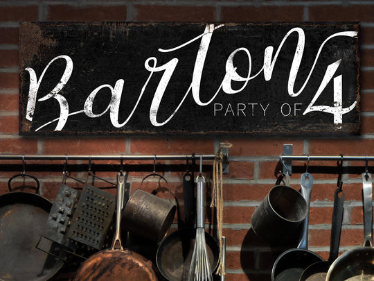 Party of Family Sign | Rustic Dark Version of my Party of Sign | Personalized Family Sign | Large Canvas Wall Art | Large Metal Wall Art