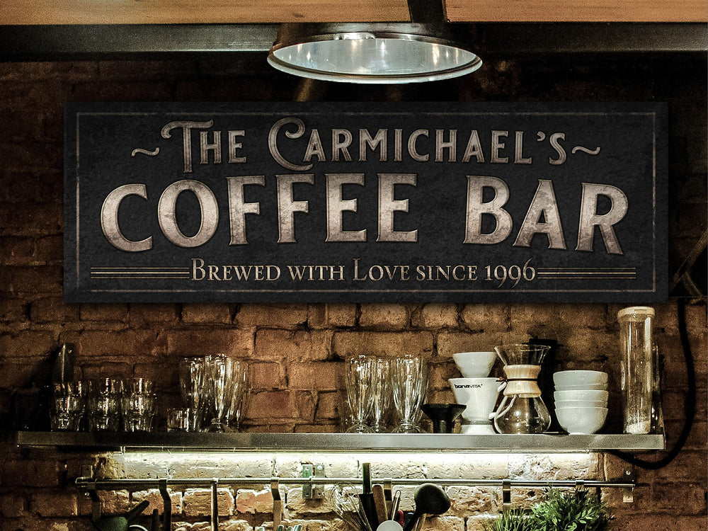 Personalized Coffee Bar Sign | Coffee Bar Name Sign | Modern Farmhouse Coffee | Large Vintage Coffee Bar Sign | Coffee Bar Decor