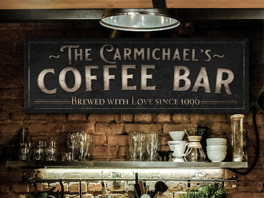 Personalized Coffee Bar Sign | Coffee Bar Name Sign | Modern Farmhouse Coffee | Large Vintage Coffee Bar Sign | Coffee Bar Decor