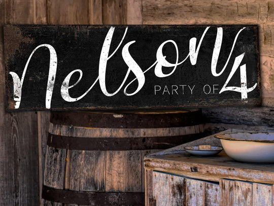 Party of Family Sign | Rustic Dark Version of my Party of Sign | Personalized Family Sign | Large Canvas Wall Art | Large Metal Wall Art