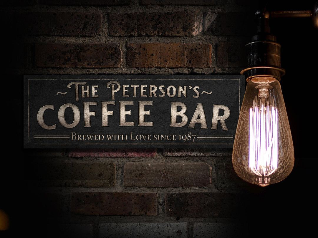 Personalized Coffee Bar Sign | Coffee Bar Name Sign | Modern Farmhouse Coffee | Large Vintage Coffee Bar Sign | Coffee Bar Decor