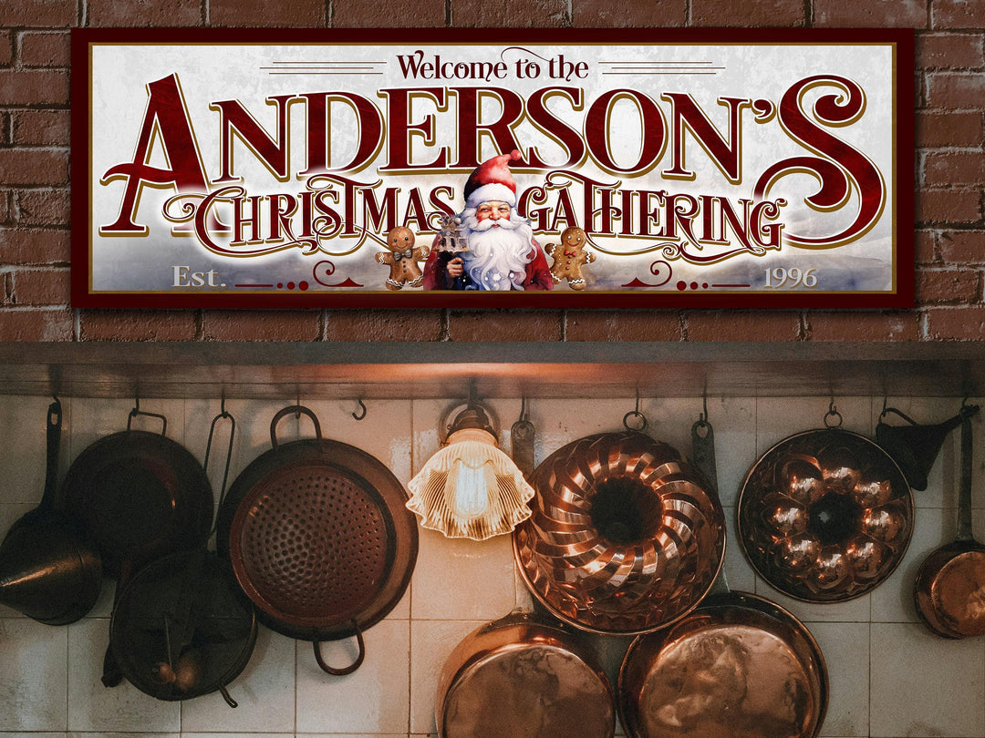 Personalized Family Christmas Sign | Santa Christmas Sign | Gingerbread Christmas | Vintage Christmas | Large Canvas Sign | Large Metal Sign