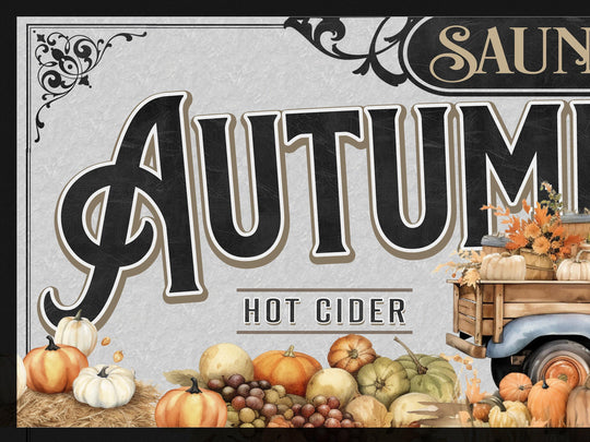 Autumn Harvest Sign | Personalized Family Name Pumpkin | Farmhouse Wall Decor | Large Vintage Autumn Harvest Sign | Pumpkin Farm Decor