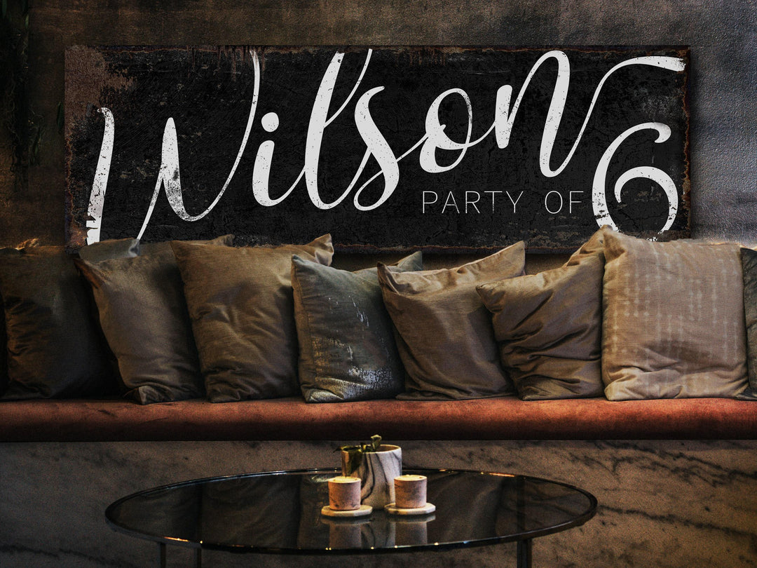 Party of Family Sign | Rustic Dark Version of my Party of Sign | Personalized Family Sign | Large Canvas Wall Art | Large Metal Wall Art