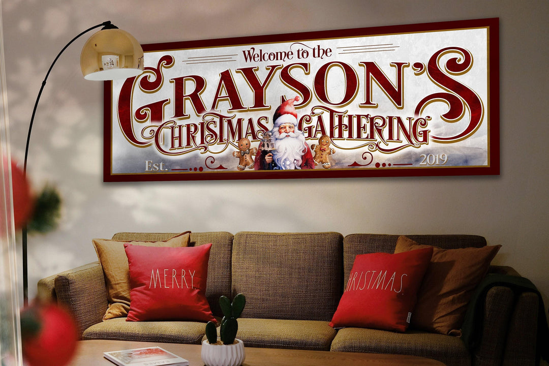 Personalized Family Christmas Gathering Place Sign with your last name and Established Year.