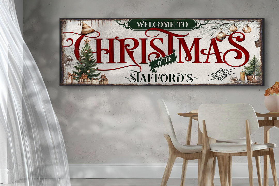 Personalized Family Name Christmas Sign.