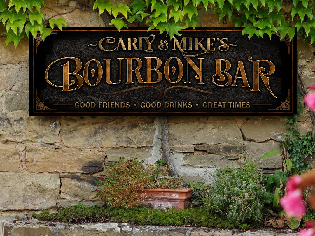 Personalized Bourbon Bar Sign, Family Name Sign, Custom Bourbon Sign, Personalized Bar Decor Sign, Vintage, Victorian Bourbon Bar Sign
