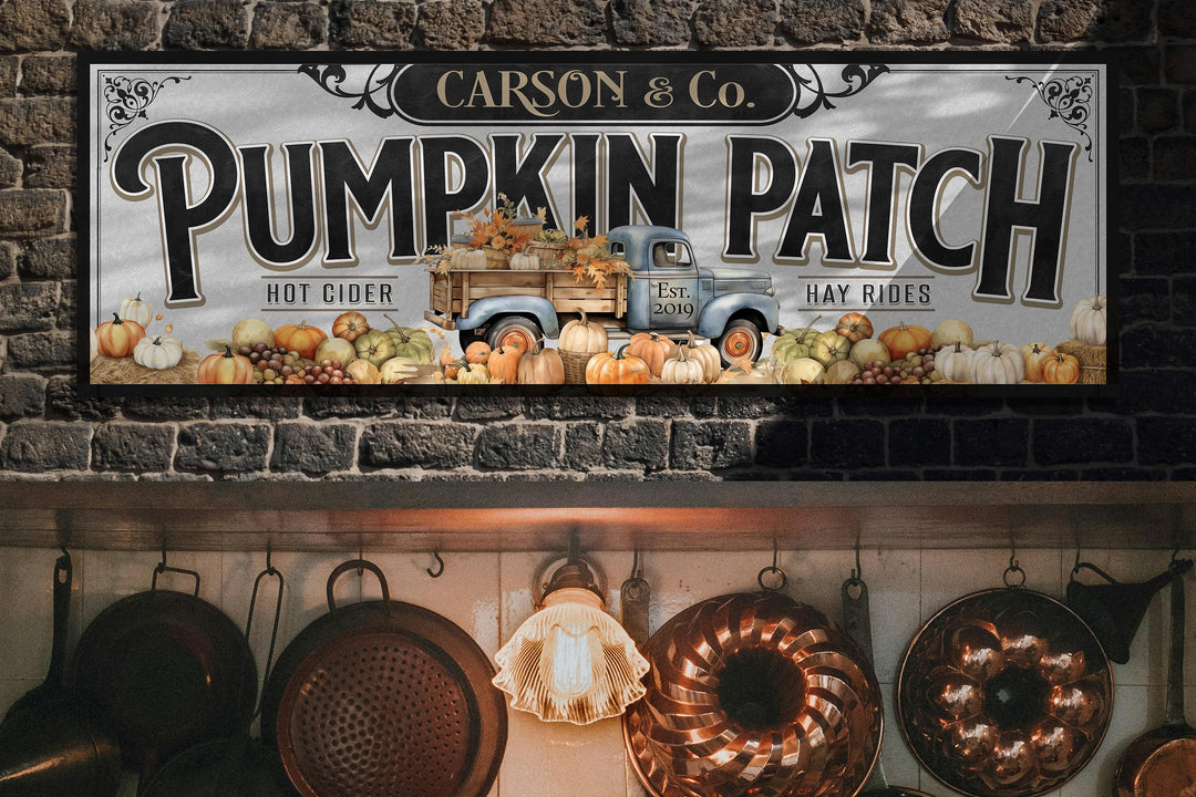 Pumpkin Patch Sign | Personalized Family Name Pumpkin | Rustic Farmhouse Wall Decor | Large Vintage Pumpkin Patch Sign | Pumpkin Farm Decor